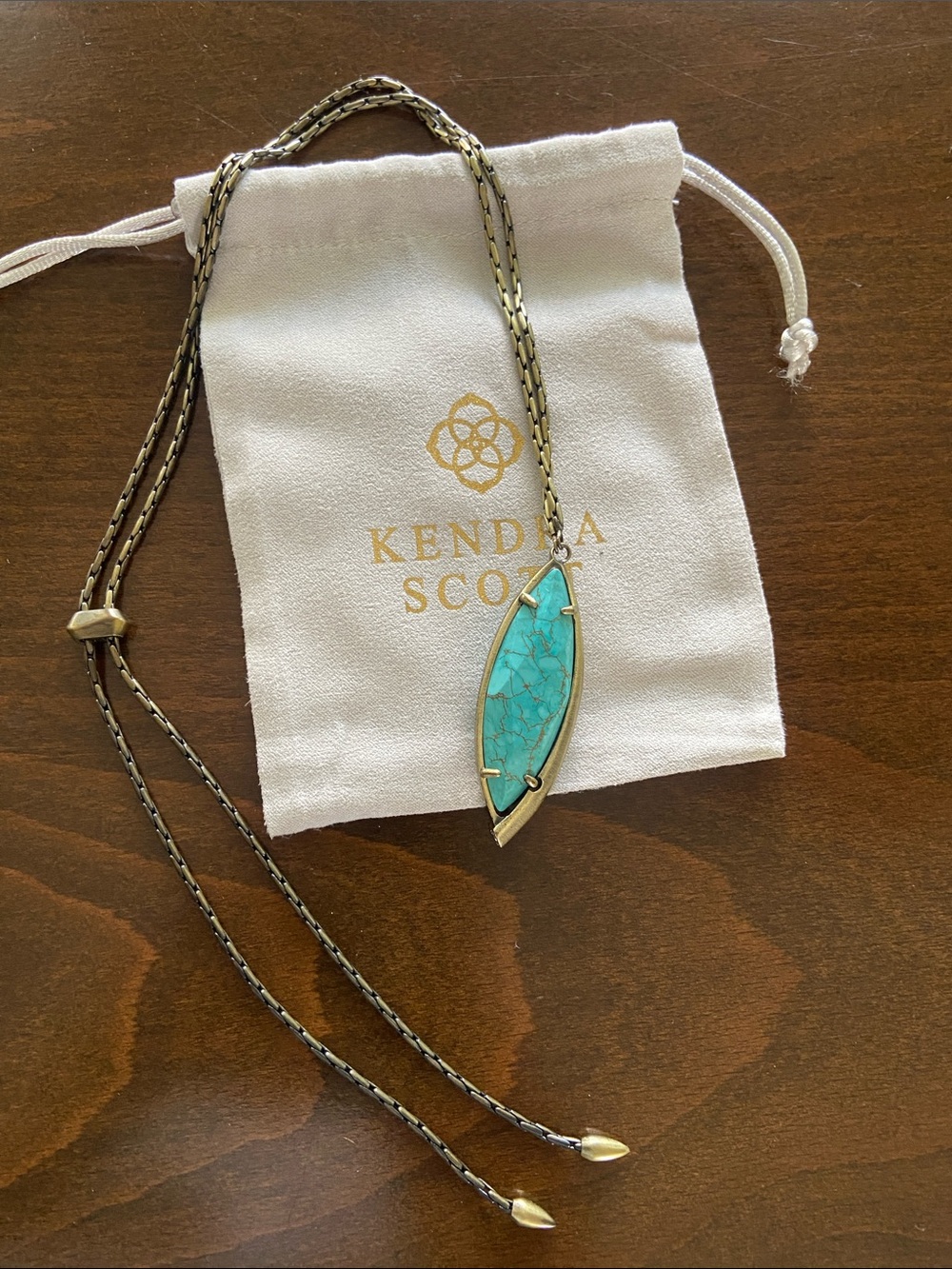 Sale! Kendra Scott Milla Turquoise Marquise Stone Pendant Necklace